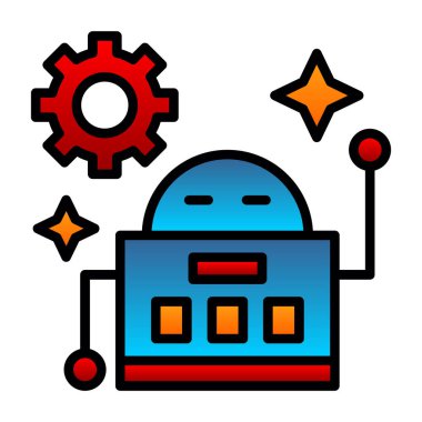 robot düz simgesi, vektör illüstrasyonu