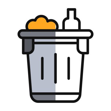 Çöp kutusu simgesi vektörü. Ana hatlarıyla çöp kutusu. izole edilmiş sembol çizimi