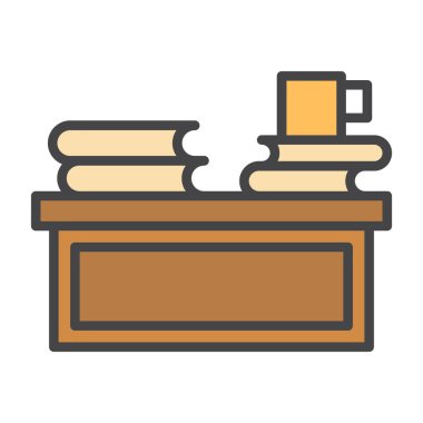 Kitap simgesi, vektör illüstrasyonlu kitaplık tablosu 