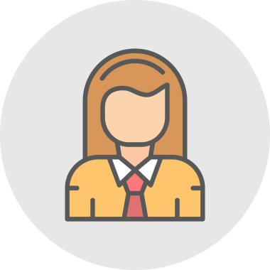 İş kadını avatar simgesi, vektör illüstrasyonu 