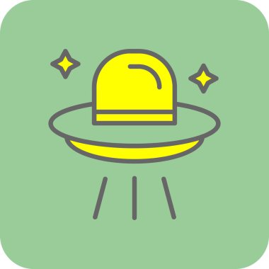 Çizgi roman tarzında UFO simgesi. çizgi film vektör illüstrasyonu