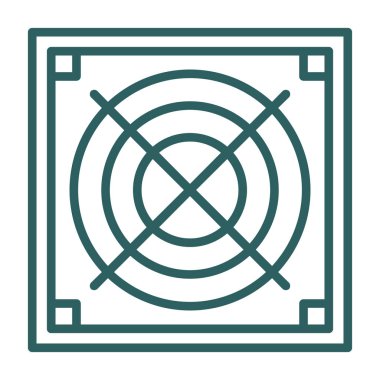 Soğutucunun vektör çizimi. Havalandırma fan çizimi, pictogram