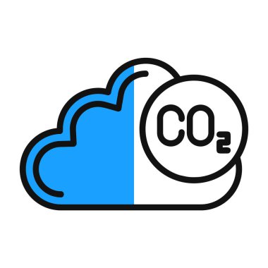 CO2 karbondioksit ikon vektörü beyaz arkaplanda izole edildi