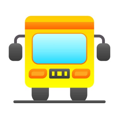 Okul otobüsü simgesi beyaz arka plan üzerinde