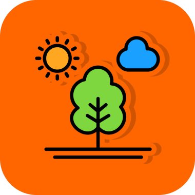 Ağaç düz simge vektör çizim