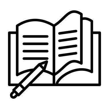 Basit düz defter ve kalem ikonu vektör çizimi