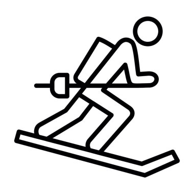 Grafik düz kayak ikonu vektör çizimi