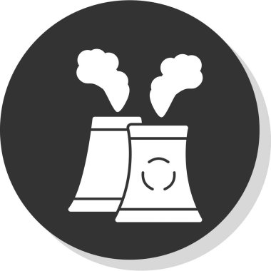 Nükleer santral yuvarlak ikonu. vektör düz biçim çizimi 