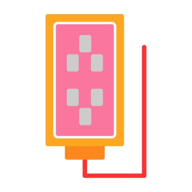 Kırmızı ve beyaz elektrik ikonunun vektör illüstrasyonu