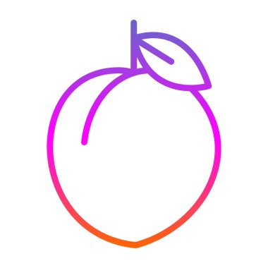 Şeftali simgesi vektör çizimi düz tasarım