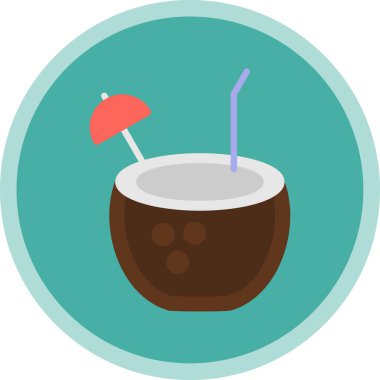 Hindistan cevizi içeceği. Web simgesi vektör illüstrasyonu