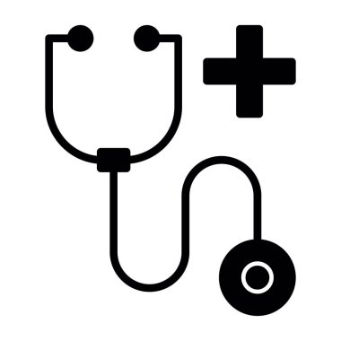 steteskop düz simge, tıbbi ve sağlık ikonları 