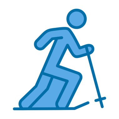 Yaratıcı düz kayakçı simgesi vektör çizimi