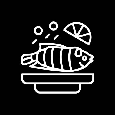 Buğulanmış balık simgesi, vektör illüstrasyonu 