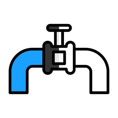 Su musluğu simgesi renk ana hatları vektörü