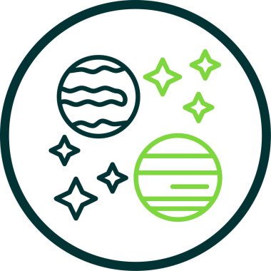 Benzersiz güneş sistemi ikonu vektör illüstrasyonu