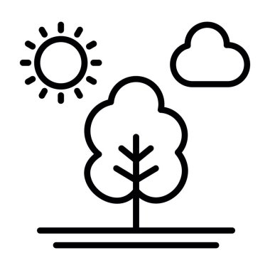 Ağaç düz simge vektör çizim