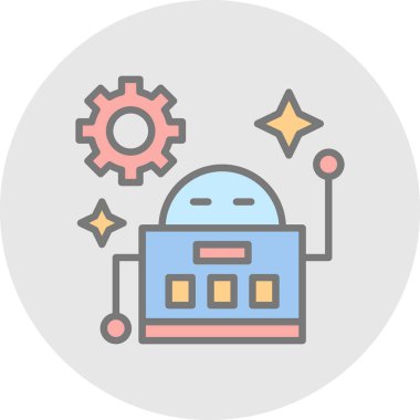 robot düz simgesi, vektör illüstrasyonu