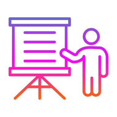 düz iş sunum simgesi vektör illüstrasyonu