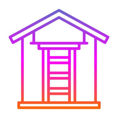 Merdiven düz simgesi, vektör illüstrasyonu