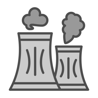 Fabrika simgesi, basit vektör çizimi, Hava kirliliği konsepti