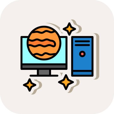 Masaüstü bilgisayar simgesi, vektör illüstrasyonu basit tasarım