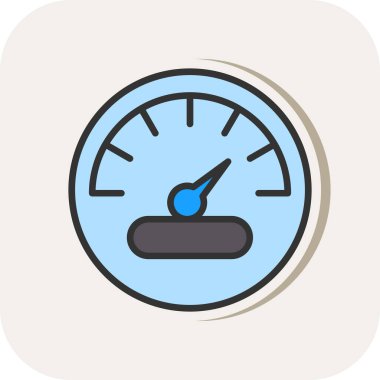 Düz stil izole edilmiş vektör illüstrasyonunda araba hız göstergesi simgesi