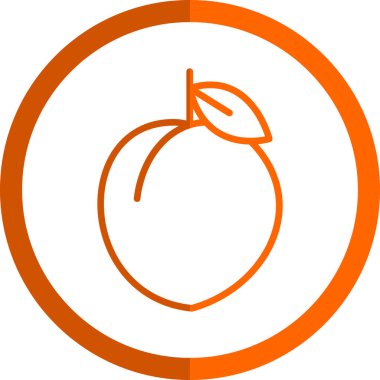 Şeftali simgesi vektör çizimi düz tasarım