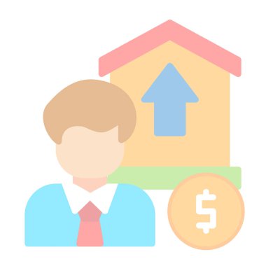 İş adamı, Yatırımcı simgesi dolar işareti, vektör illüstrasyonu 