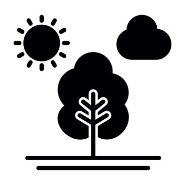 Ağaç düz simge vektör çizim