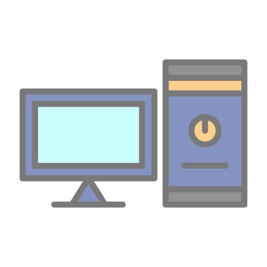 bilgisayar vektörü düz renk simgesi  