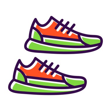 Sneakers 'ın vektör çizimi. Spor ayakkabıların düz simge tasarımı                  