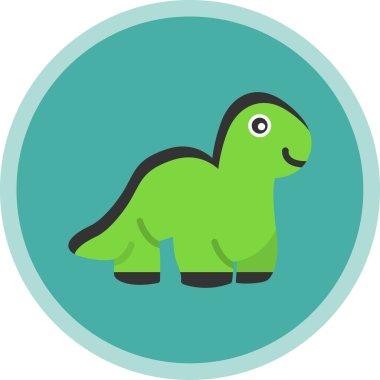 Çizgi film dinozorunun vektör düz çizim simgesi