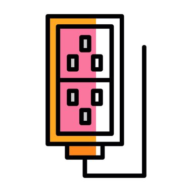 Batarya ikonu vektörü. İnce çizgi işareti. izole edilmiş sınır sembolü çizimi
