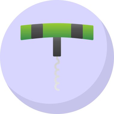 Tirbuşon yassı simgesi, vektör illüstrasyonu 