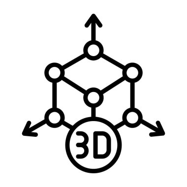 3d model vektör çizgisi simgesi