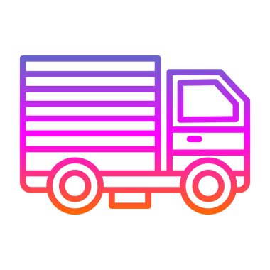 dağıtım kamyonu düz simgesi, vektör çizimi