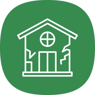 Hasarlı ev simgesi. taslak ev vektör illüstrasyonu 
