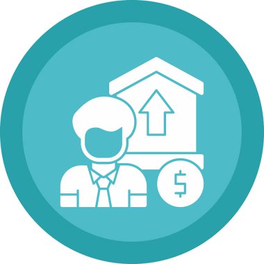 İş adamı, Yatırımcı simgesi dolar işareti, vektör illüstrasyonu 