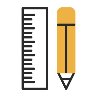 Cetvel ve kalem simgesi logo vektörü illüstrasyonu