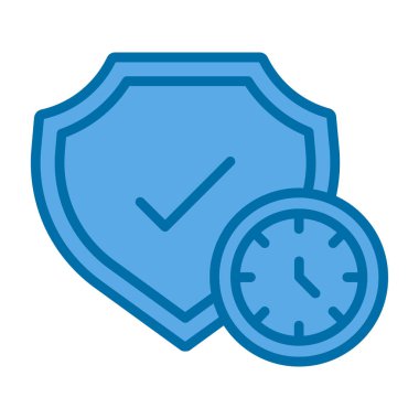 Saat simgesi vektör illüstrasyon tasarımlı kalkan