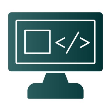 İkili kodlu bilgisayar ekranı. Düz vektör çizimi. izole.