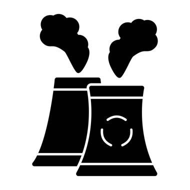 Nükleer santral ikonu. vektör düz biçim çizimi 