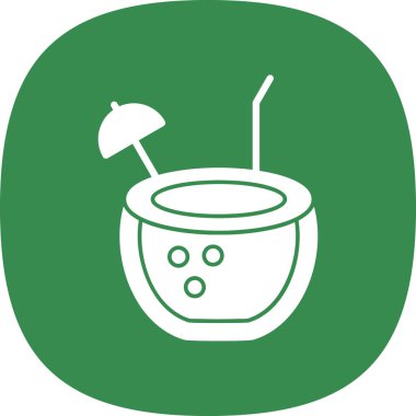 Hindistan cevizi içeceği. Web simgesi vektör illüstrasyonu