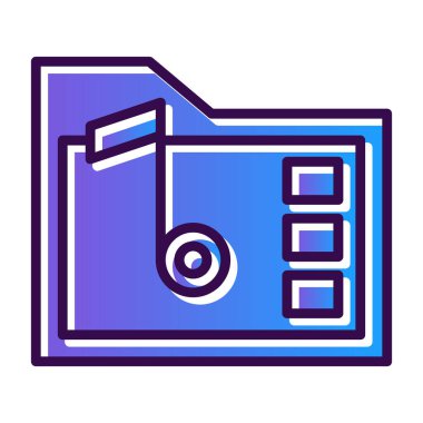 Müzik klasörü. Web simgesi basit illüstrasyon
