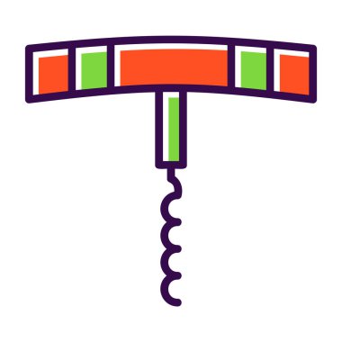 Tirbuşon yassı simgesi, vektör illüstrasyonu 