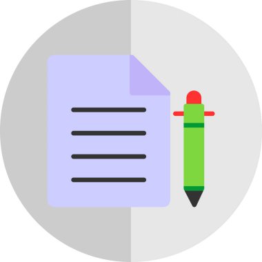 belge ve kalem. Web yuvarlak simgesi basit illüstrasyon