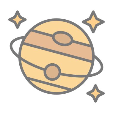 Satürn gezegeni renk ikonu vektör illüstrasyonu