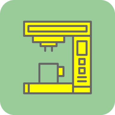 Kahve makinesi ikonu. Taslak kahve makinesi vektör simgesi rengi düz izole