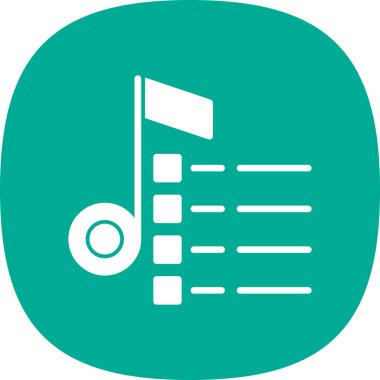 müzik notası düz simgesi, vektör illüstrasyonu 